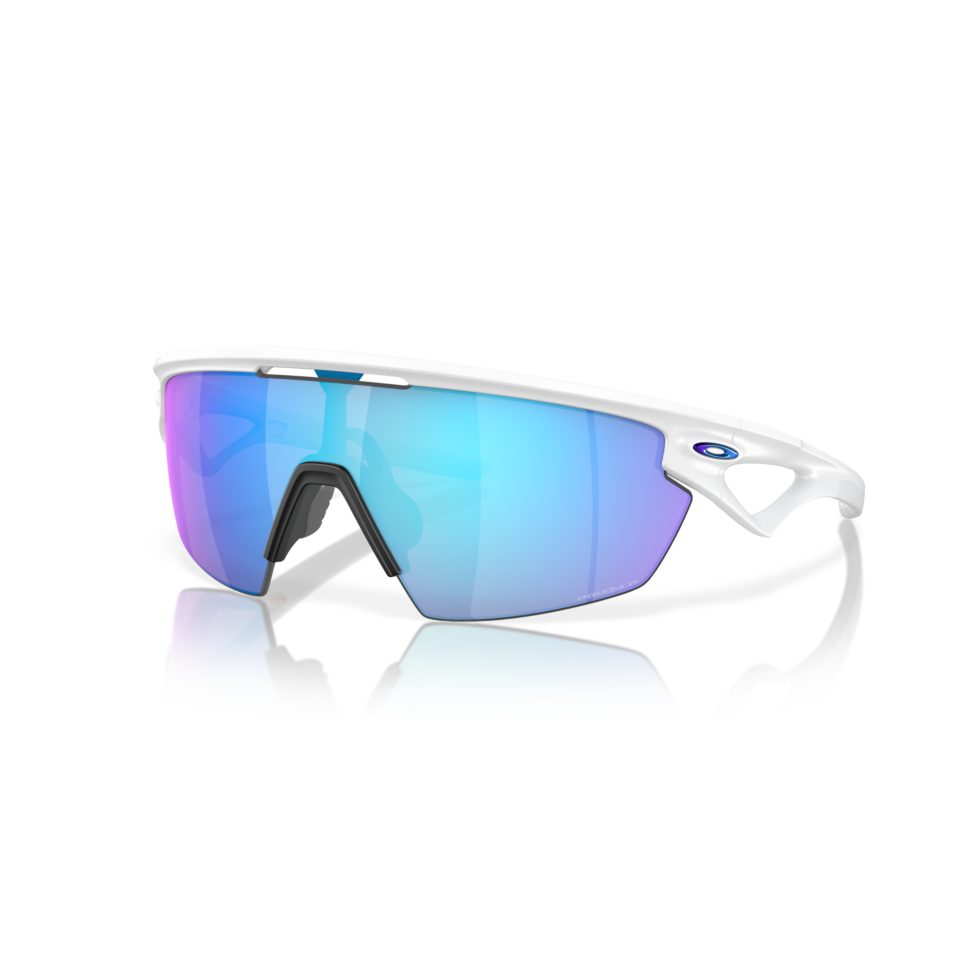 Oakley Sphaera Matt White w/ Prizm Sapphire Polarized Cycling Glasses